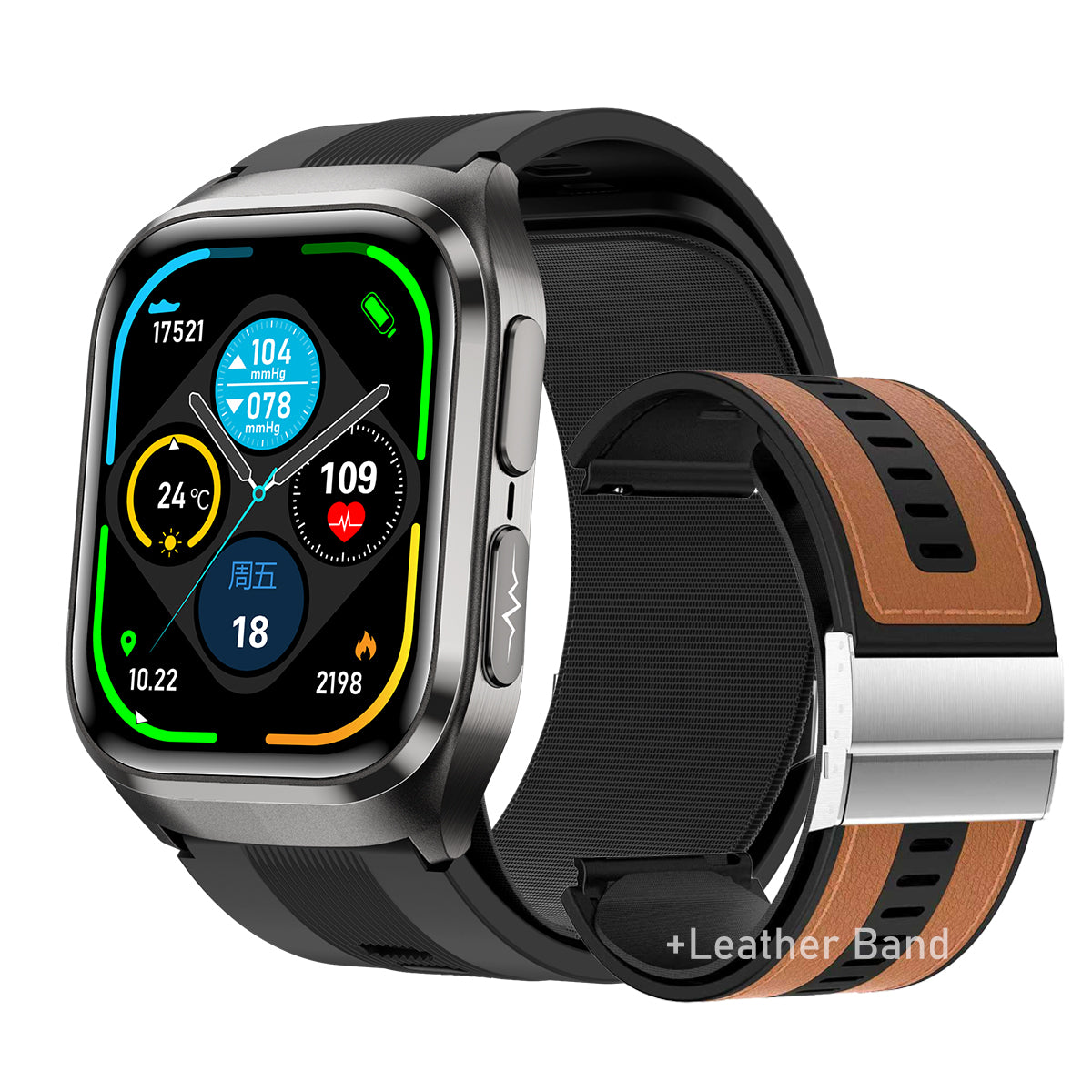 VWAR D2 Pro Medical Grade Smart Watch Air Pump Air Bag Blood Pressure Monitor ECG Non-invasive Blood Sugar Heart Rate Uric Acid Elder Watch for Huawei IOS Phone