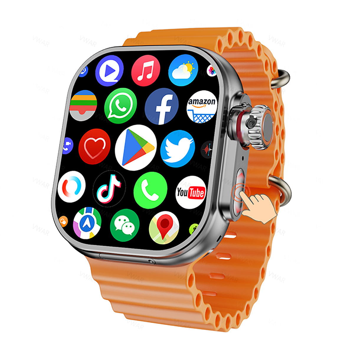 VWAR S11 Ultra 3 Smart Watch 4G LTE Android System- Touch Zoom Button| Rotating Camera| 1350mAh Big Battery| 3GB Ram 32GB ROM