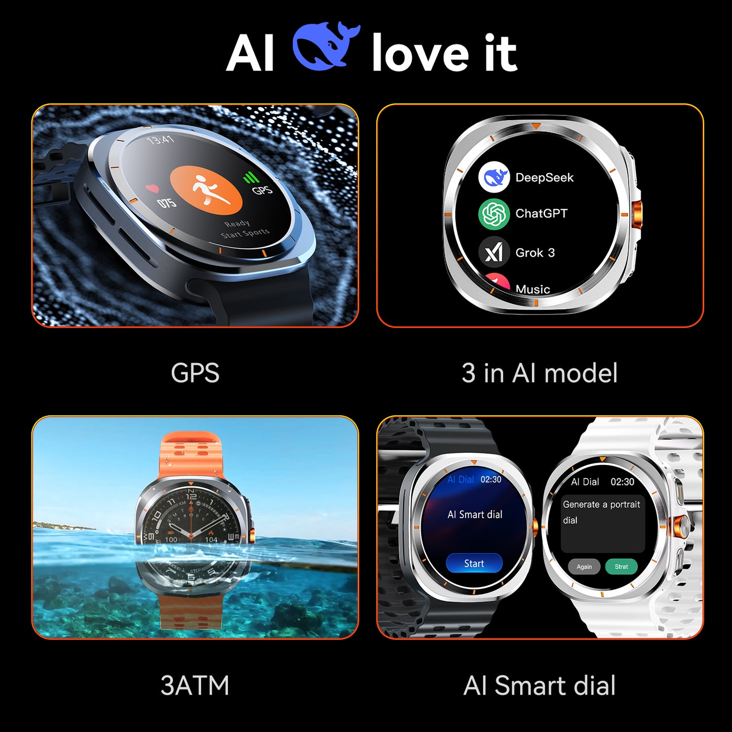 VWAR Ultra 7 Pro (GPS) Smartwatch 47mm - 3ATM Water Resistance, AI Features, Bluetooth Calling, Fitness Tracking