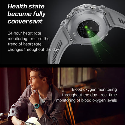 VWAR T-Rex Smartwatch mit Taschenlampe & UV-Licht 5ATM Wasserdichter Bluetooth-Anruf