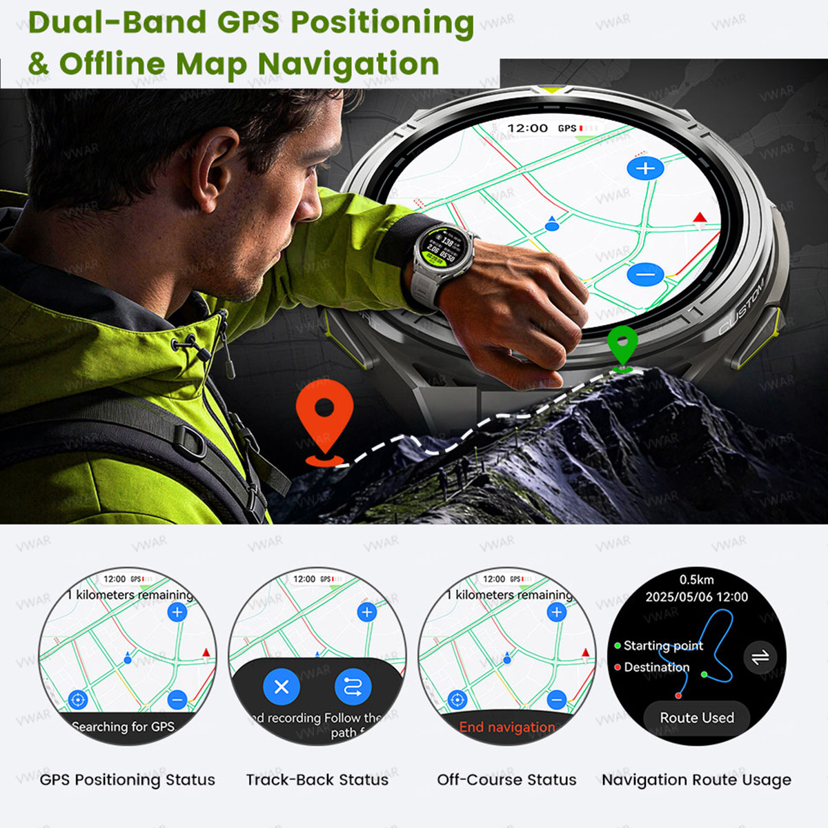 VWAR Tank X2 Pro Smartwatch – GPS-Offline-Karten/Musik, AMOLED-Display, 5 ATM wasserdicht
