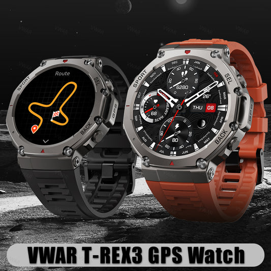 VWAR T-Rex 3 GPS Smart Watch 5 ATM Waterproof Built-in Dual-band GNSS Compass Military Sport Smartwatch 2025 New