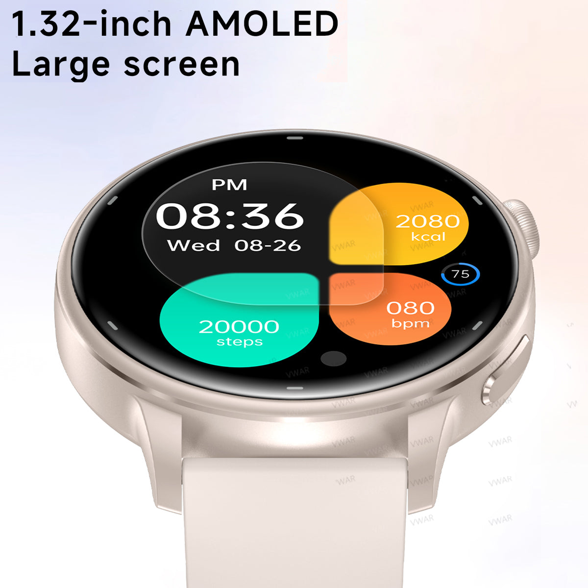 Vwar Lily 2 Damen-Smartwatch mit integriertem GPS 1.32" Fitnessuhr mit AMOLED-Bildschirm, 30 m wasserdicht, Bluetooth-Anruffunktion