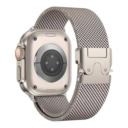 100% pure Titanium Milanese Loop Strap for Apple Watch Ultra 3/2 49mm Series 11 10 46mm Natural Titanium Band