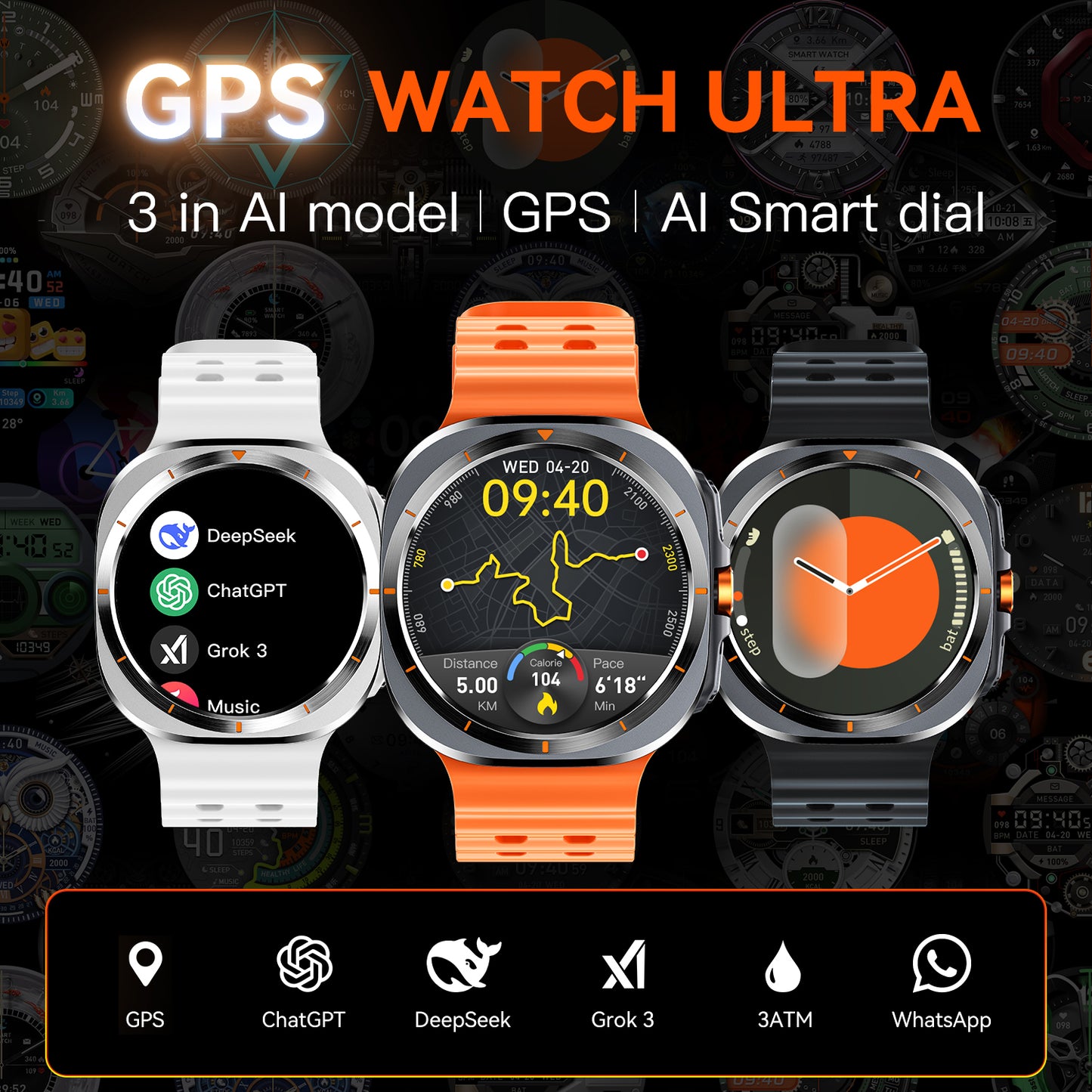 VWAR Ultra 7 Pro (GPS) Smartwatch 47mm - 3ATM Water Resistance, AI Features, Bluetooth Calling, Fitness Tracking