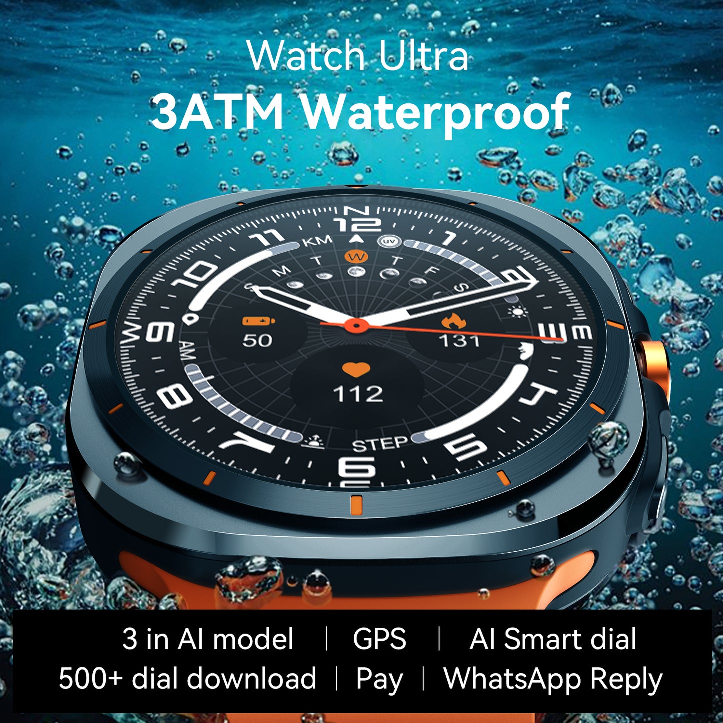 VWAR Ultra 7 Pro (GPS) Smartwatch 47mm - 3ATM Water Resistance, AI Features, Bluetooth Calling, Fitness Tracking