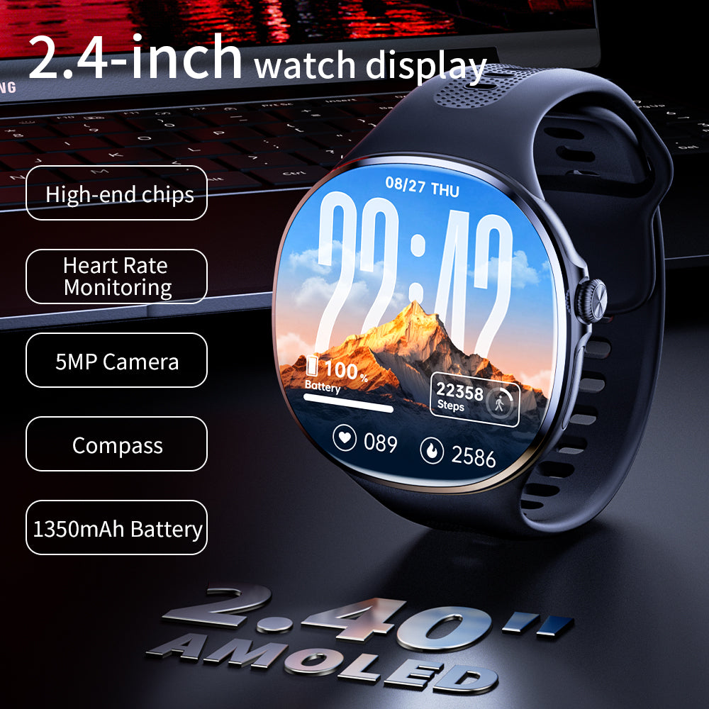 VWAR CORE4 Ultra 4G LTE Android Smart Watch | 5MP Camera | 2.4" AMOLED Screen | 1350mAh battery
