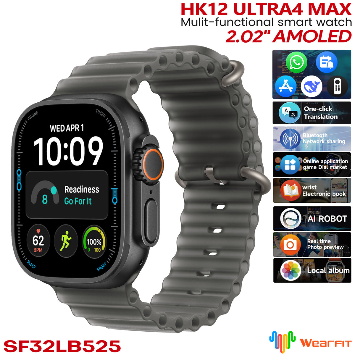 VWAR HK12 ULTRA 4 MAX Smart Watch – OS27 AI Smartwatch Support Whatsapp Reply