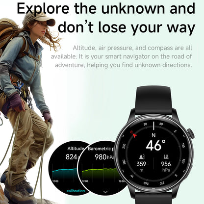 Vwar Lily 2 Damen-Smartwatch mit integriertem GPS 1.32" Fitnessuhr mit AMOLED-Bildschirm, 30 m wasserdicht, Bluetooth-Anruffunktion