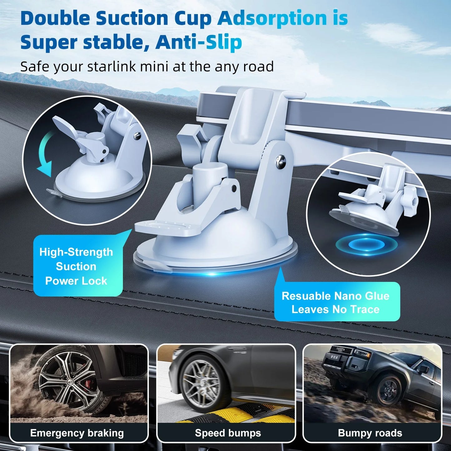 Portable para Starlink Mini Sunroof Suction Cup Mount para Suction Starlink Mini Mounting Kit para Car Sunroof/Rear Window/Front