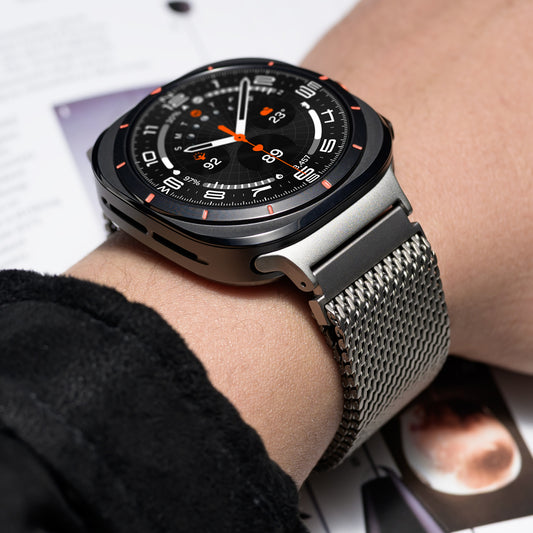 100% pure Titanium Milanese Loop Band for Samsung Galaxy Watch Ultra 47mm  Ultra 7 Strap Secure Parachute Buckle