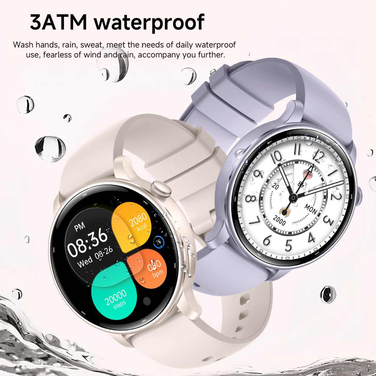 Vwar Lily 2 Damen-Smartwatch mit integriertem GPS 1.32" Fitnessuhr mit AMOLED-Bildschirm, 30 m wasserdicht, Bluetooth-Anruffunktion