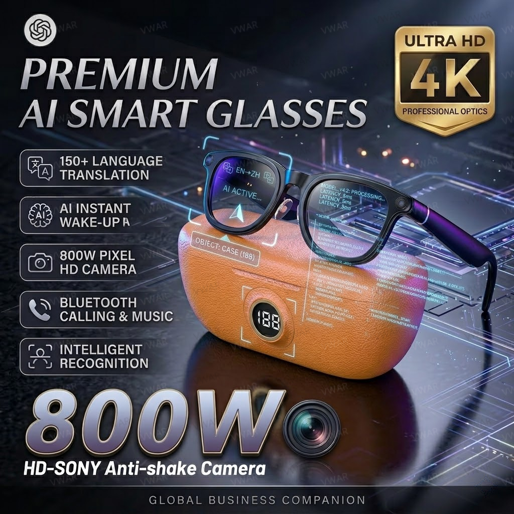 VWAR X1 Ultra Smart Glasses 30MP HD Camera Language Translation ChatGPT WIFI 4K 8MP Video Recording