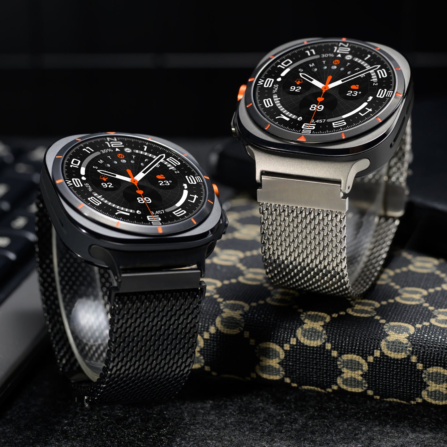 100% pure Titanium Milanese Loop Band for Samsung Galaxy Watch Ultra 47mm  Ultra 7 Strap Secure Parachute Buckle