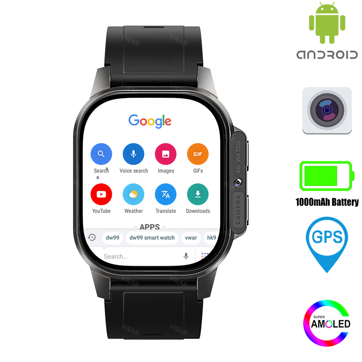 VWAR GEAR3 rugerizado reloj inteligente 4G sistema Android pantalla AMOLED Metal Case