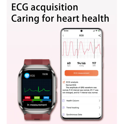 VWAR D2 Pro Medical Grade Smart Watch Air Pump Air Bag Blood Pressure Monitor ECG Non-invasive Blood Sugar Heart Rate Uric Acid Elder Watch for Huawei IOS Phone