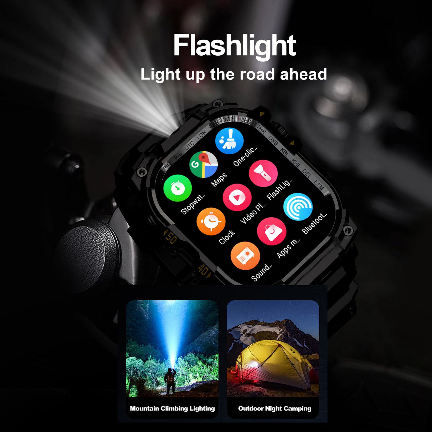 VWAR TANK Z2 Ultra táctico 4G reloj inteligente - linterna, AMOLED, GPS, cámara Android reloj inteligente