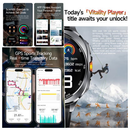 VWAR U8 Ultra Smartwatch, integrierte GPS-Taschenlampe, 3 ATM wasserdicht, für Samsung IOS