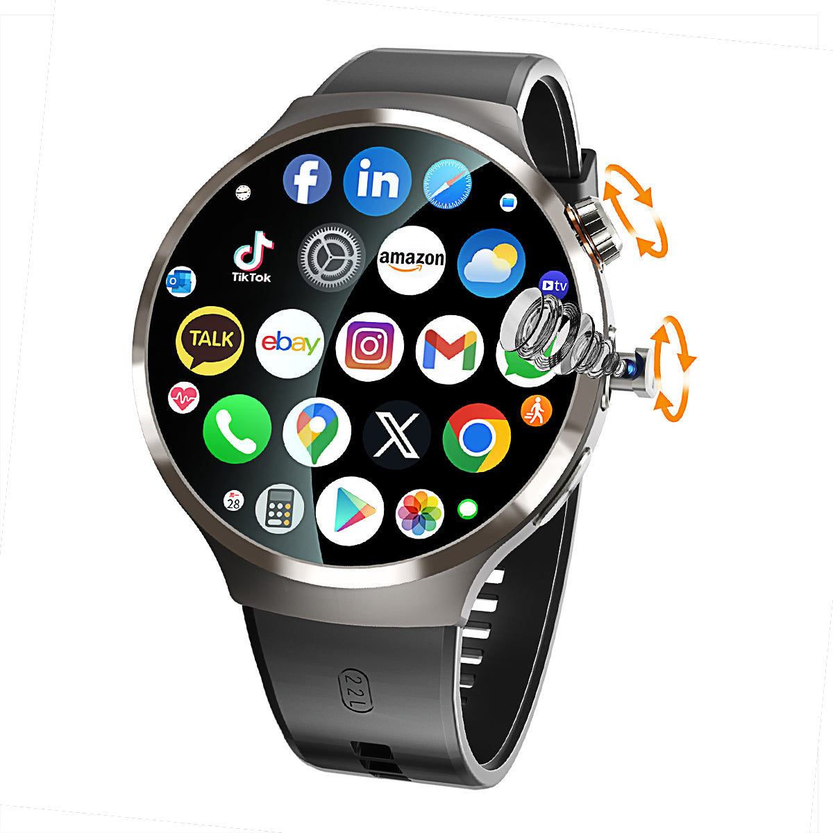 VWAR Core5 4G LTE Smart Watch- Android 13/Bluetooth Dual System, Dual Camera, 1.75" AMOLED Screen