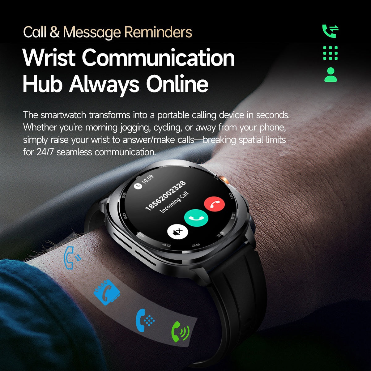 VWAR U8 Ultra Smartwatch, integrierte GPS-Taschenlampe, 3 ATM wasserdicht, für Samsung IOS