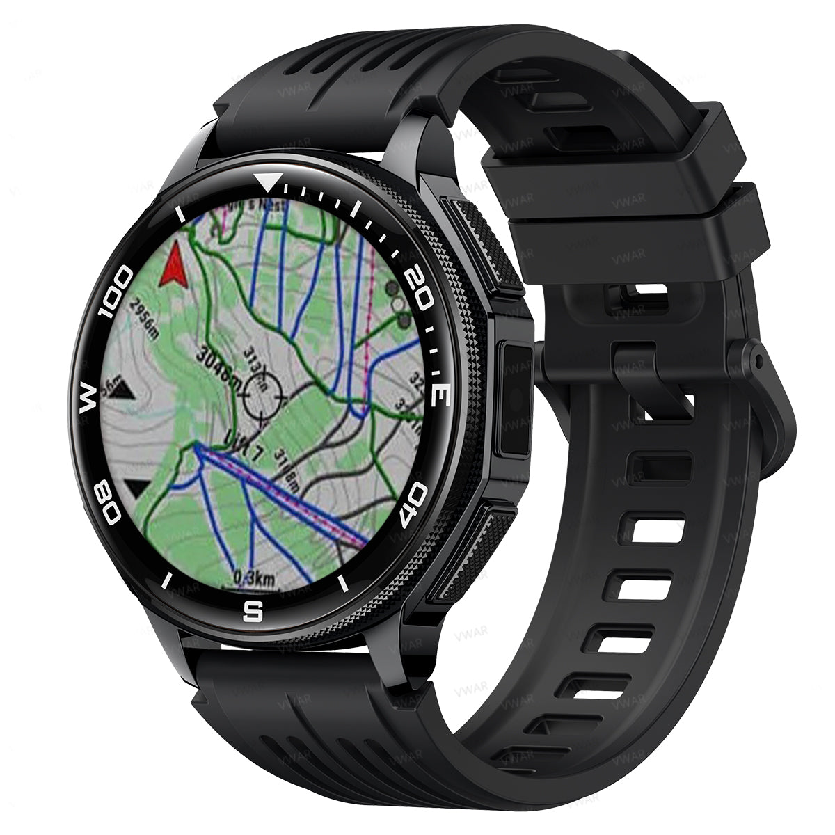 VWAR GPS Smart Watch- Dual Band Offline Maps, ChatGPT, 4 Function Buttons