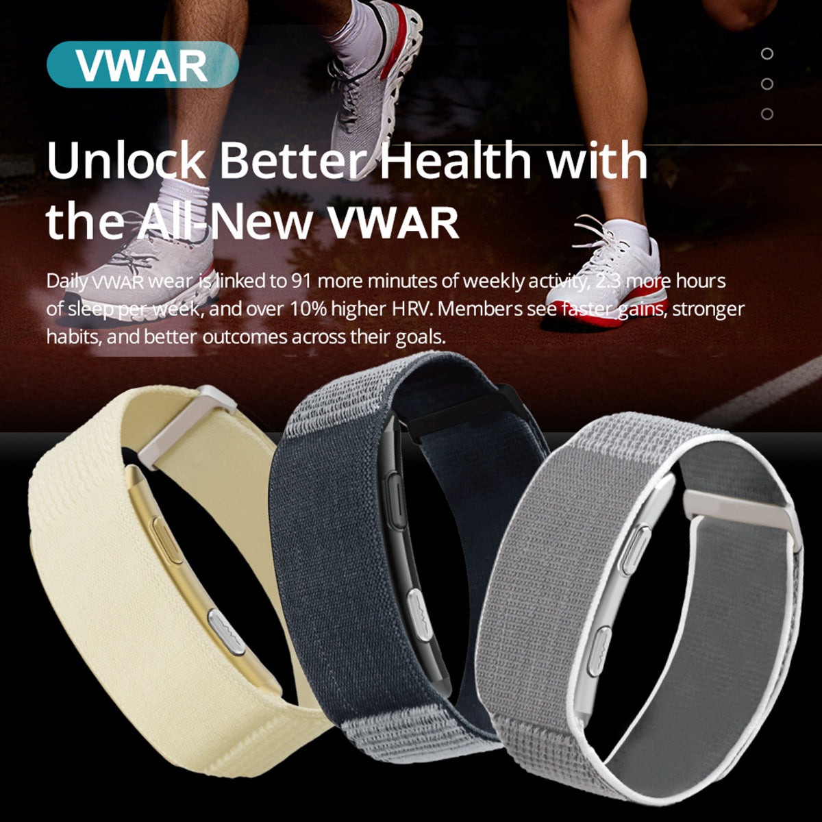 VWAR Loop X Fitness Tracker – Bildschirmfreies EKG-Smart-Band für Erholung und Gesundheits-Tracking