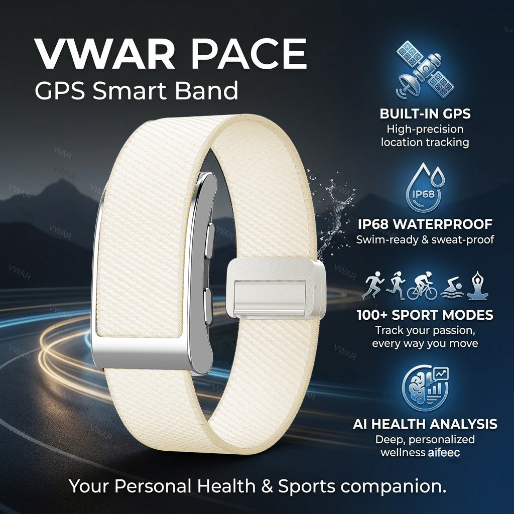 VWAR PACE Screenless Fitness Tracker Built-in GPS, Al Health Analysis Sport Smart Band