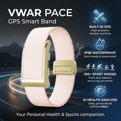 VWAR PACE Screenless Fitness Tracker Built-in GPS, Al Health Analysis Sport Smart Band