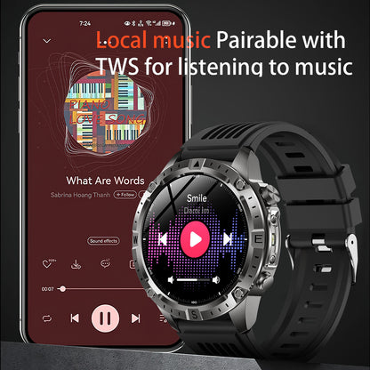 VWAR Trek GPS-Smartwatch mit Offline-Karten, Taschenlampe, 5 ATM wasserdicht, 2 GB Speicher, lokale Musikaufzeichnung