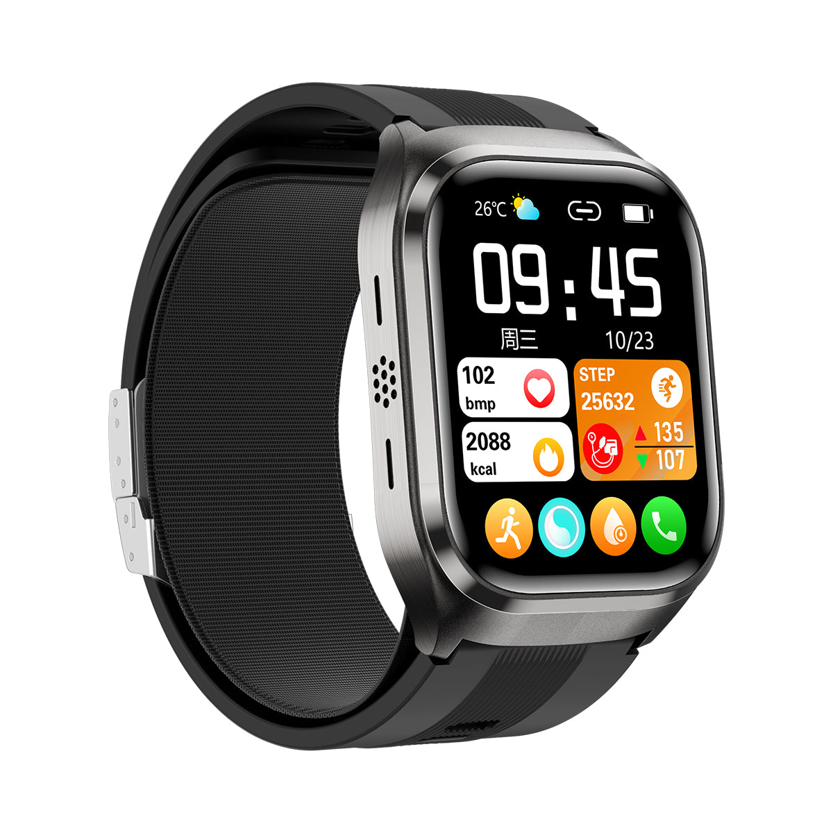 VWAR D2 Pro Medical Grade Smart Watch Air Pump Air Bag Blood Pressure Monitor ECG Non-invasive Blood Sugar Heart Rate Uric Acid Elder Watch for Huawei IOS Phone