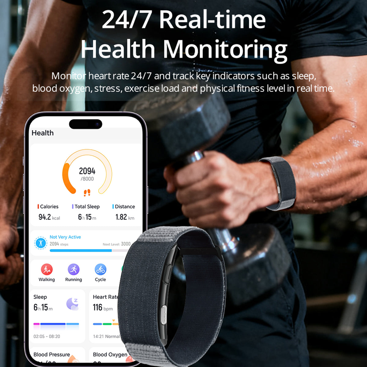 VWAR Loop X Fitness Tracker – Bildschirmfreies EKG-Smart-Band für Erholung und Gesundheits-Tracking