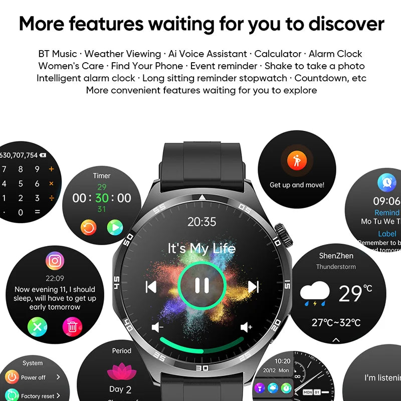 GT4 Ultra AMOLED Smart Watch EKG + PPG Bluetooth ruft Herzfrequenz Blutdruck Körpertemperatur an