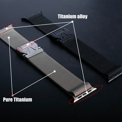100% pure Titanium Milanese Loop Strap for Apple Watch Ultra 3/2 49mm Series 11 10 46mm Natural Titanium Band