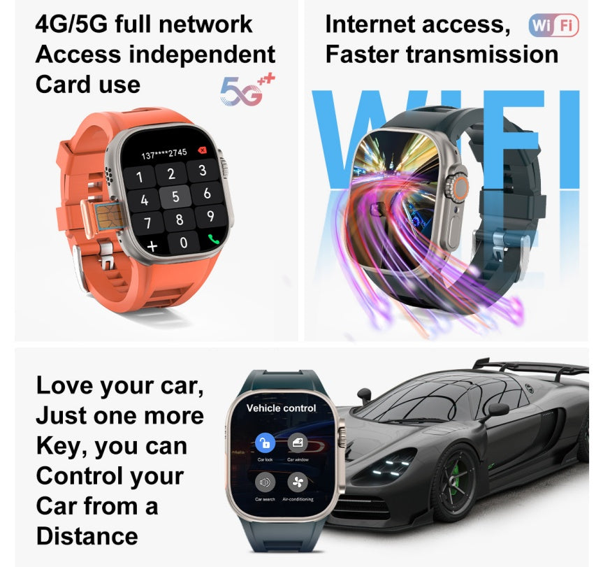 VWAR DT Ultra 3 Smartwatch 4G LTE Android 9.1| Eingebaute Kamera mit GPS-AMOLED-Bildschirm