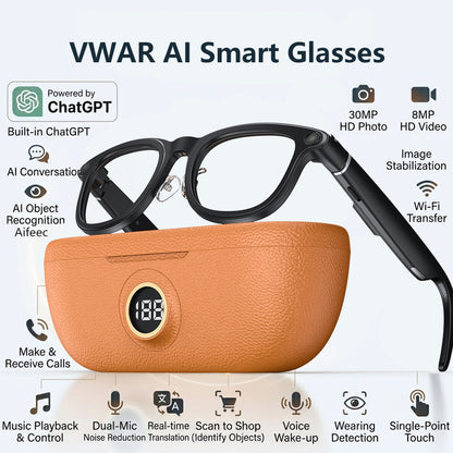 VWAR X1 Ultra Smart Glasses 30MP HD Camera Language Translation ChatGPT WIFI 4K 8MP Video Recording