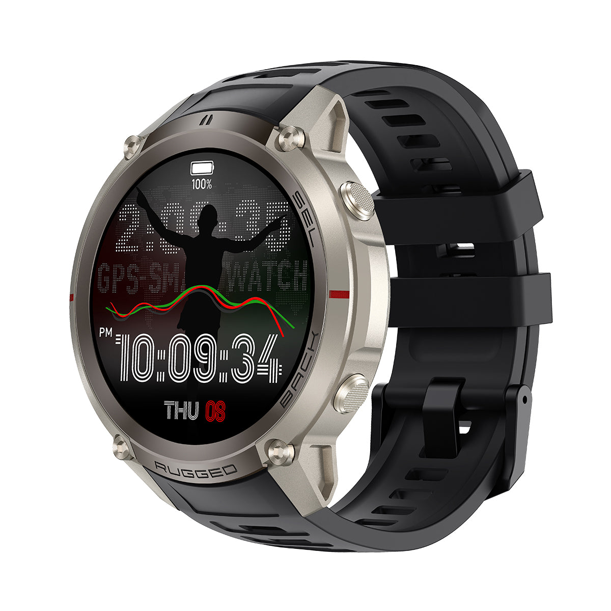 VWAR T-Rex 4 GPS Offline-Karten Smartwatch für Herren, 5ATM Wasserdicht