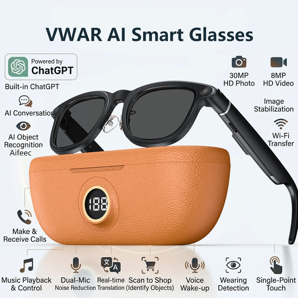 VWAR X1 Ultra Smart Glasses 30MP HD Camera Language Translation ChatGPT WIFI 4K 8MP Video Recording
