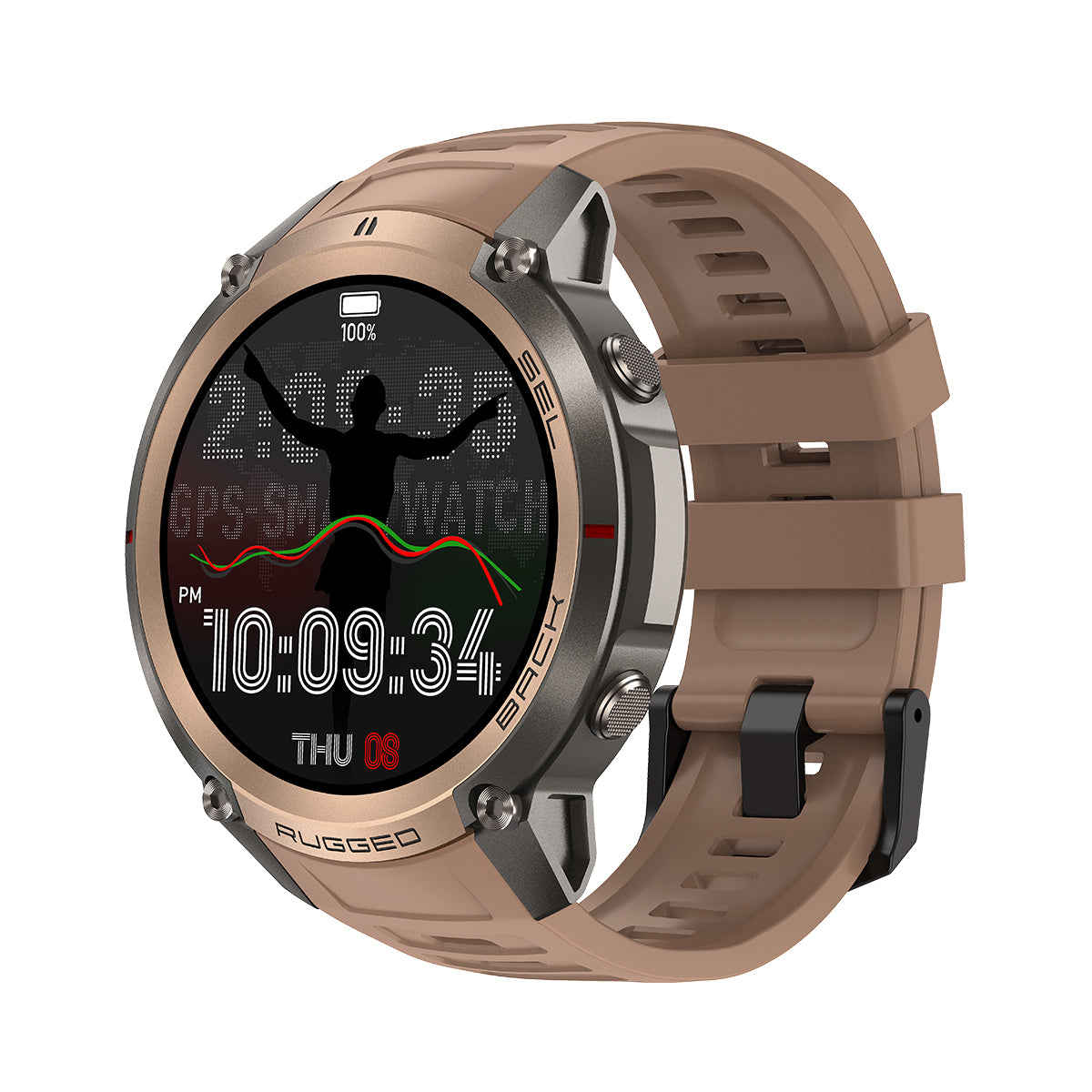 VWAR T-Rex 4 GPS Offline-Karten Smartwatch für Herren, 5ATM Wasserdicht