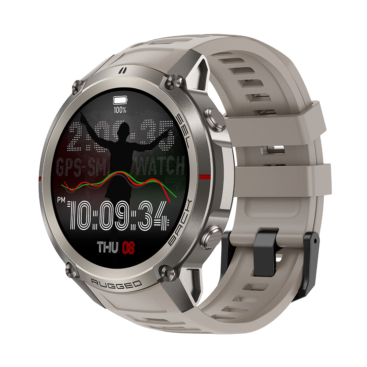 VWAR T-Rex 4 GPS Offline-Karten Smartwatch für Herren, 5ATM Wasserdicht