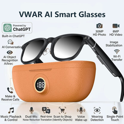VWAR X1 Ultra Smart Glasses 30MP HD Camera Language Translation ChatGPT WIFI 4K 8MP Video Recording