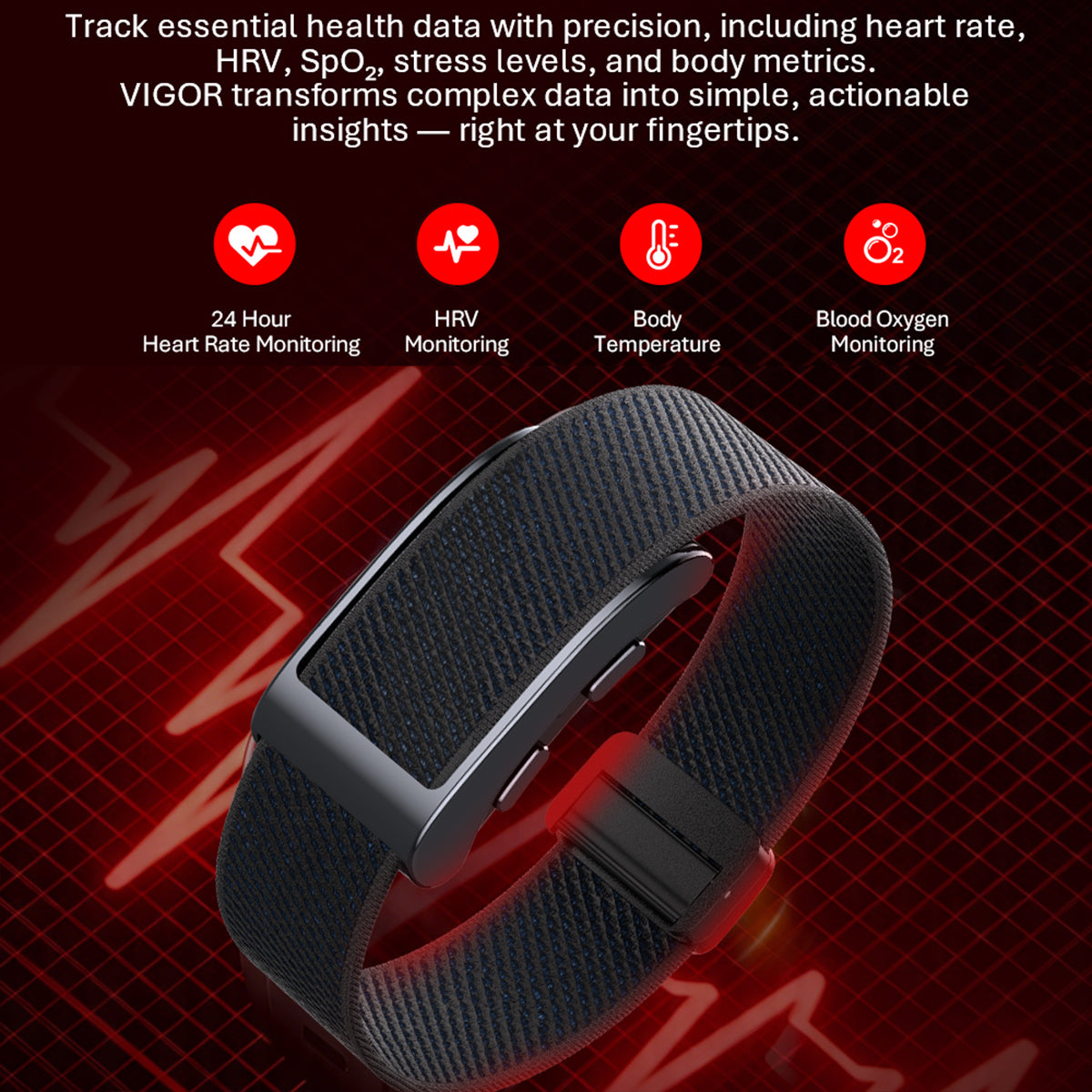 VWAR PACE Screenless Fitness Tracker Built-in GPS, Al Health Analysis Sport Smart Band
