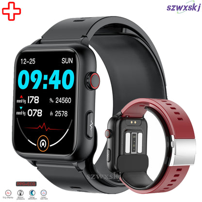 Medizinische Smartwatch, Luftpumpe, Airbag, Blutdruckmessgerät, EKG, nicht-invasive Blutzucker-Herzfrequenz, Harnsäure, ältere Uhr