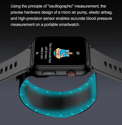 Medizinische Smartwatch, Luftpumpe, Airbag, Blutdruckmessgerät, EKG, nicht-invasive Blutzucker-Herzfrequenz, Harnsäure, ältere Uhr