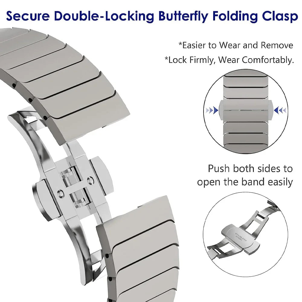 Titanium color stainless steel  band For Apple Watch Ultra 2 49mm 9 8 7 5 4 se