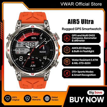 VWAR AIR5 Ultra Smartwatch – integriertes GPS, 30 m wasserdicht, ChatGPT