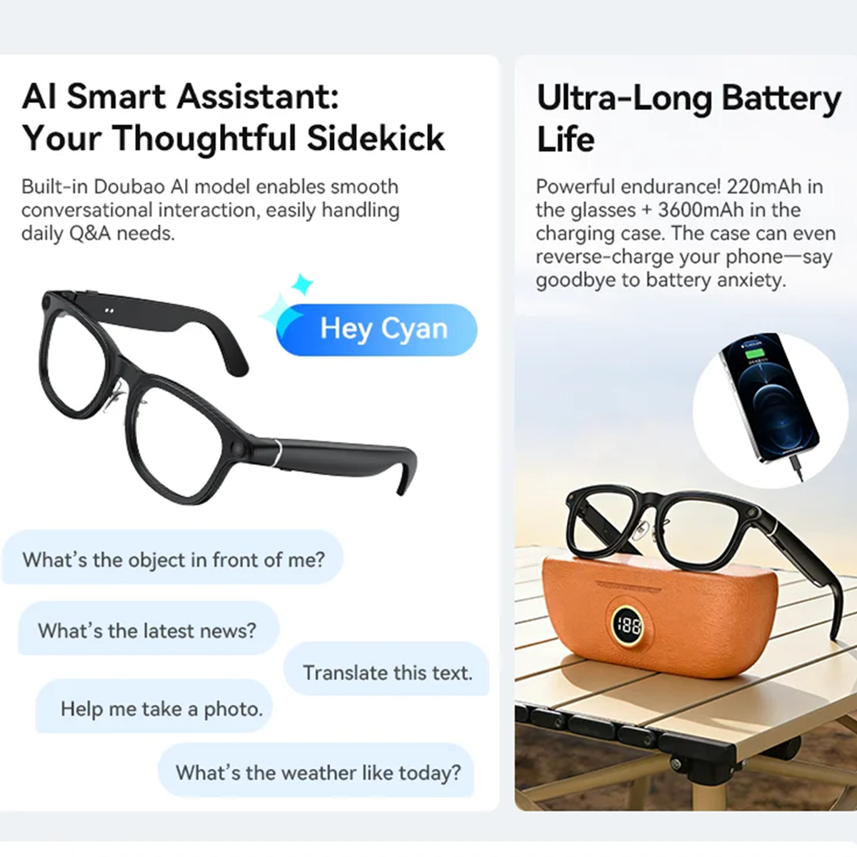 VWAR X1 Ultra Smart Glasses 30MP HD Camera Language Translation ChatGPT WIFI 4K 8MP Video Recording