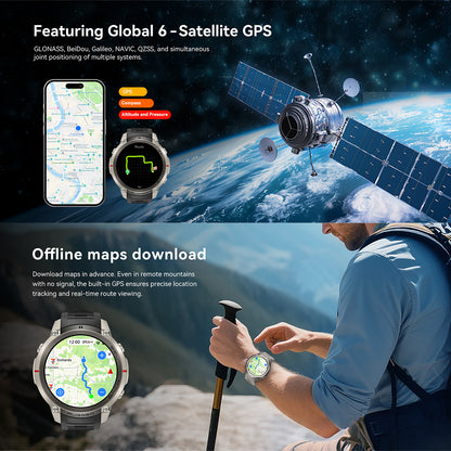 VWAR T-Rex 4 GPS Offline-Karten Smartwatch für Herren, 5ATM Wasserdicht