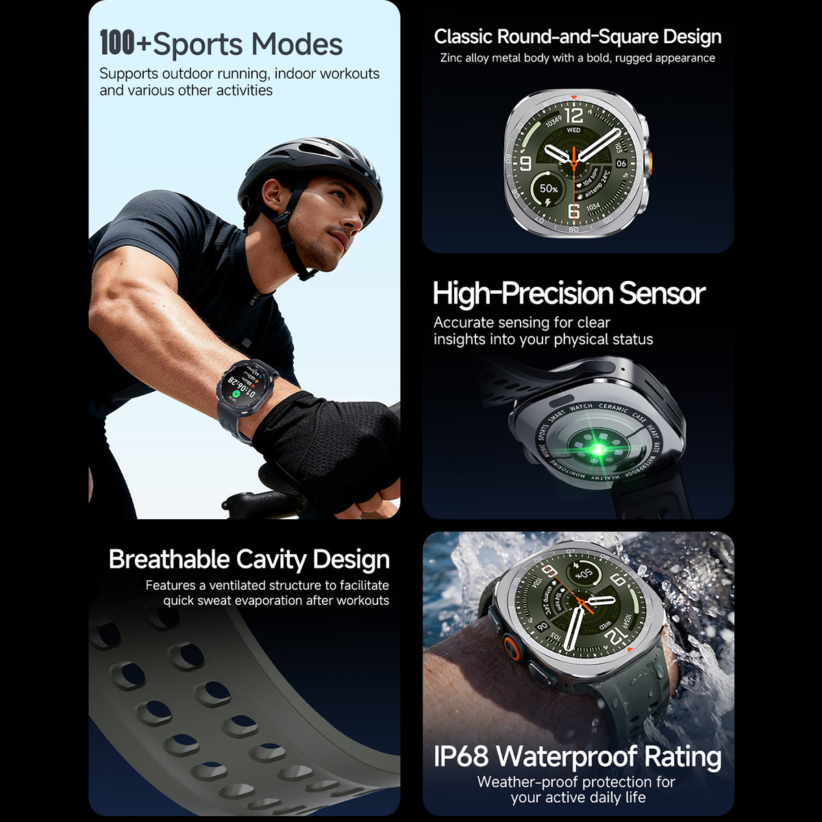 Vwar Watch Ultra2 47mm Wireless Charging Smart Watch for Samsung Galaxy Android IOS