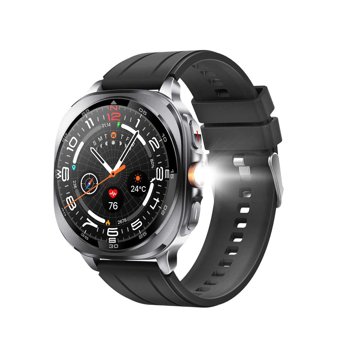 VWAR U8 Ultra Smartwatch, integrierte GPS-Taschenlampe, 3 ATM wasserdicht, für Samsung IOS