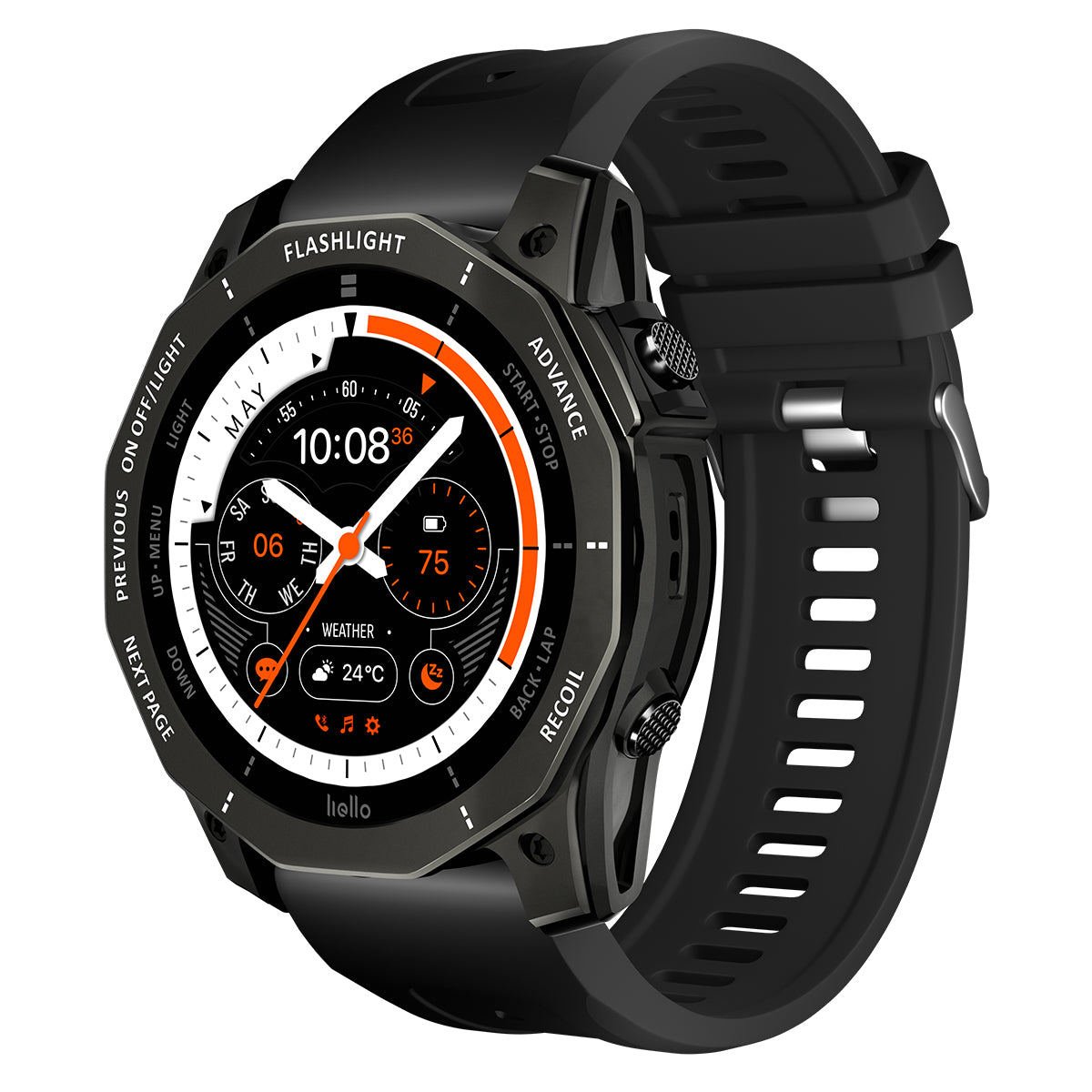 VWAR GT Pro Smartwatch, 51 mm, integriertes Dual-GPS, Taschenlampe, NFC, 3ATM wasserdichter Sport-Fitness-Tracker für Herren